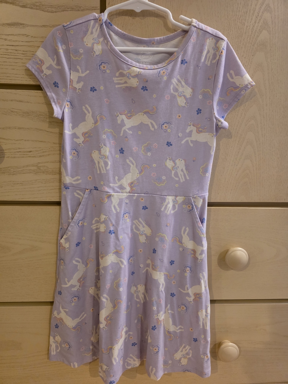 wonder nation Lavender Unicorn Short Sleeve Dress